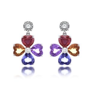 Color Sapphire Diamond Earrings
