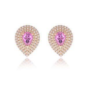 Pink Sapphire Diamond Earrings