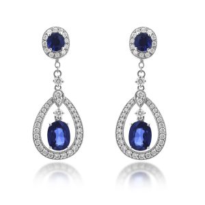 Blue Sapphire Diamond Earrings