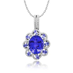 Blue Sapphire Diamond Pendant