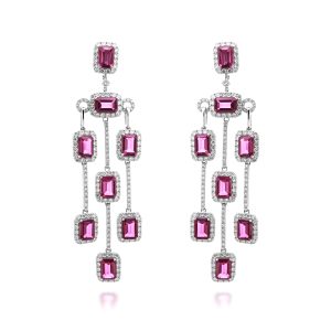 Rubellite Diamond Earrings (Contact Us)