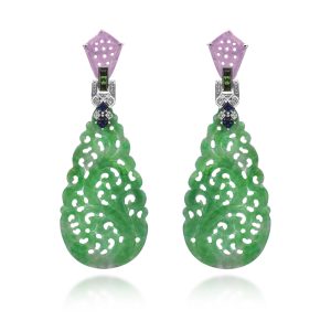 Lavender and Green Jadeite Earrings (Contact Us)