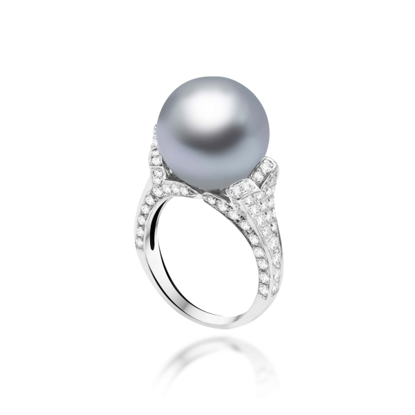 Melusine Tahitian Pearl Diamond Ring - VenessaDiamond
