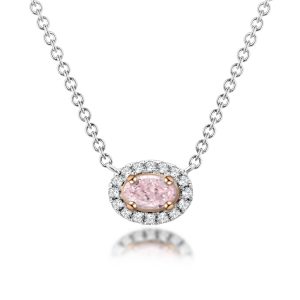 Natural Fancy Light Pink Diamond Necklace (Oval Shape) (Preorder)