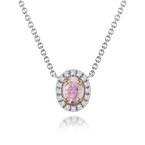 Natural Fancy Light Pink Diamond Necklace (Oval Shape) (Preorder)