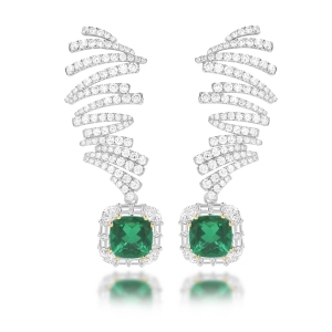 Columbian Emerald Diamond Earrings