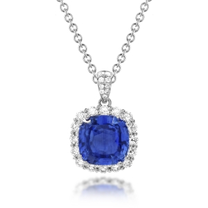 Blue Sapphire Diamond Pendant (Cornflower Blue)(Contact us)