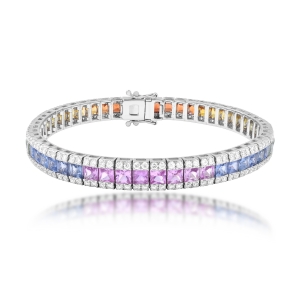 Rainbow Color Sapphires Diamond Bracelet (Preorder)