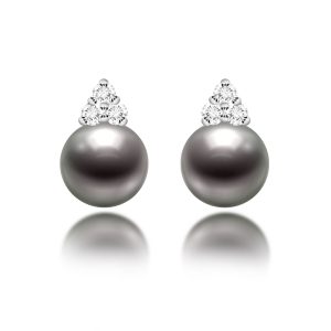 Tahitian Pearl Diamond Earrings (10.2mm)
