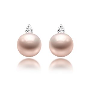 Fresh Water Pearl Diamond Earrings (7.5-8mm)