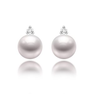 Fresh Water Pearl Diamond Earrings (8-9mm)