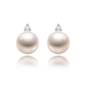 Fresh Water Pearl Diamond Earrings (11-12mm)
