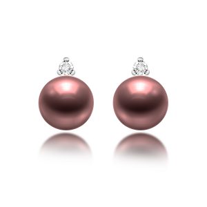 Fresh Water Pearl Diamond Earrings (11mm)