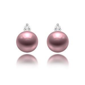 Fresh Water Pearl Diamond Earrings (10mm)