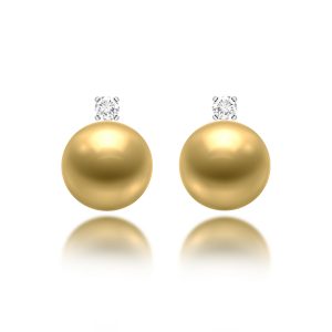 South Sea Gold Pearl Diamond Earrings