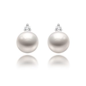 Fresh Water Pearl Diamond Earrings (12.08-12.09mm)
