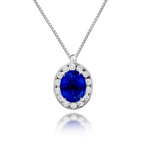 Blue Sapphire Diamond Pendant