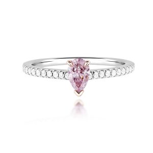 Natural Light Pink Color Diamond Ring (Pear Shape) (Preorder)