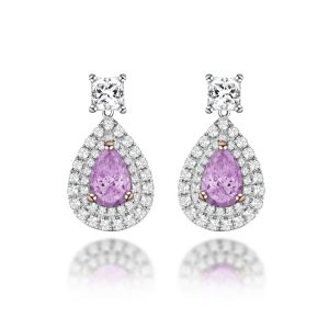 Pink Sapphire Diamond Earrings