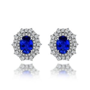 Blue Sapphire Diamond Earrings (Contact Us)