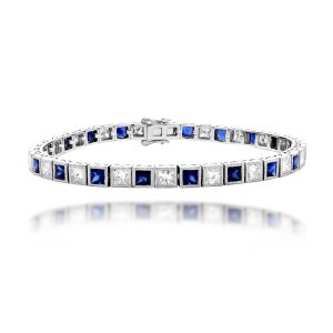 Blue Sapphire Diamond Bracelet (Contact Us)