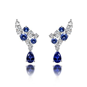 Blue Sapphire Diamond Earrings