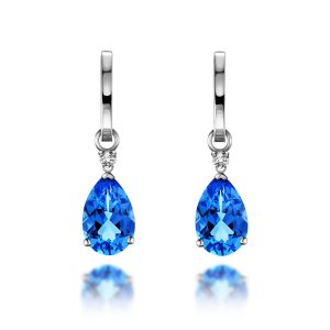Blue Topaz Diamond Earrings