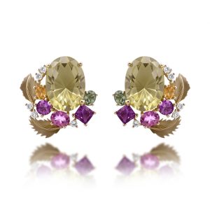 Green Sapphire Diamond Earrings