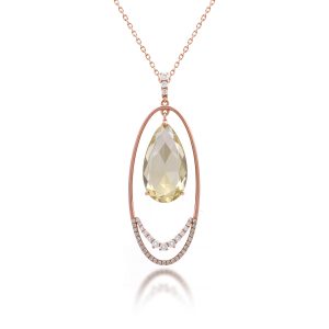 Lemon Quatz Diamond Necklace