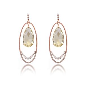 Lemon Quatz Diamond Earrings