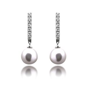 Fresh Water Pearl Diamond Earrings