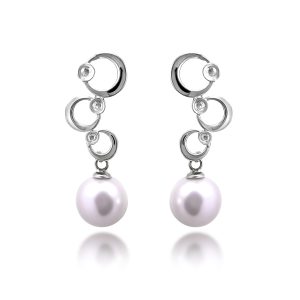 Fresh Water Pearl Diamond Earrings