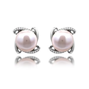 Fresh Water Pearl Diamond Earrings