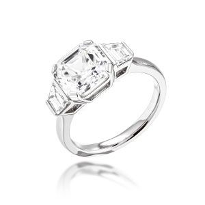 2.5 carat Ascher Cut Diamond Ring