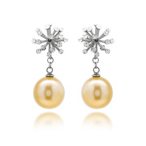 South Sea Gold Pearl Diamond Earrings