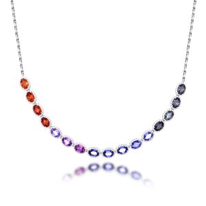 Multi Color Sapphire Diamond Necklace