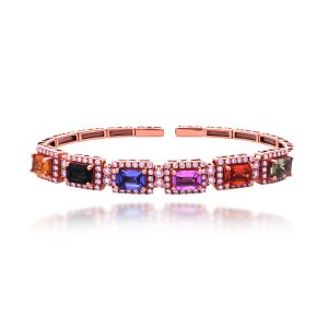 Multi Color Sapphire Diamond Bangle (Contact Us)