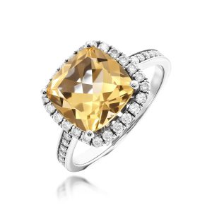 Citrine Diamond Ring