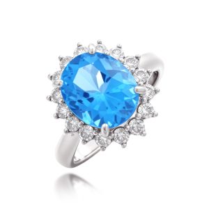 Blue Topaz Diamond Ring (Contact Us)